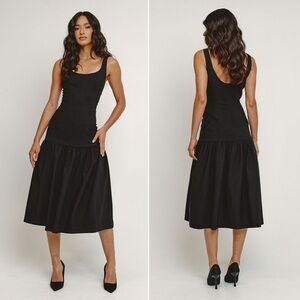 NEW | Rare London | Black Drop Waist Midaxi Dress | Sz 2